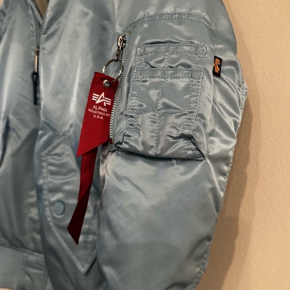 Alpha Industries MA-1 blue bomber jacket with hood size small - Picture 7 of 13